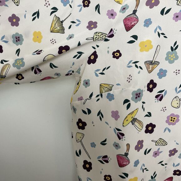 Eloquii Mushroom and Flower Print Shirt Sz 22 Collared Button Up Long Sleeves - Picture 6 of 11